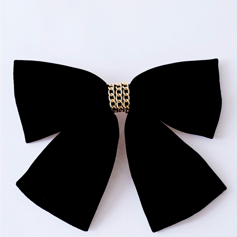Brand new Velvet Bowknot Gold Chain hair clip